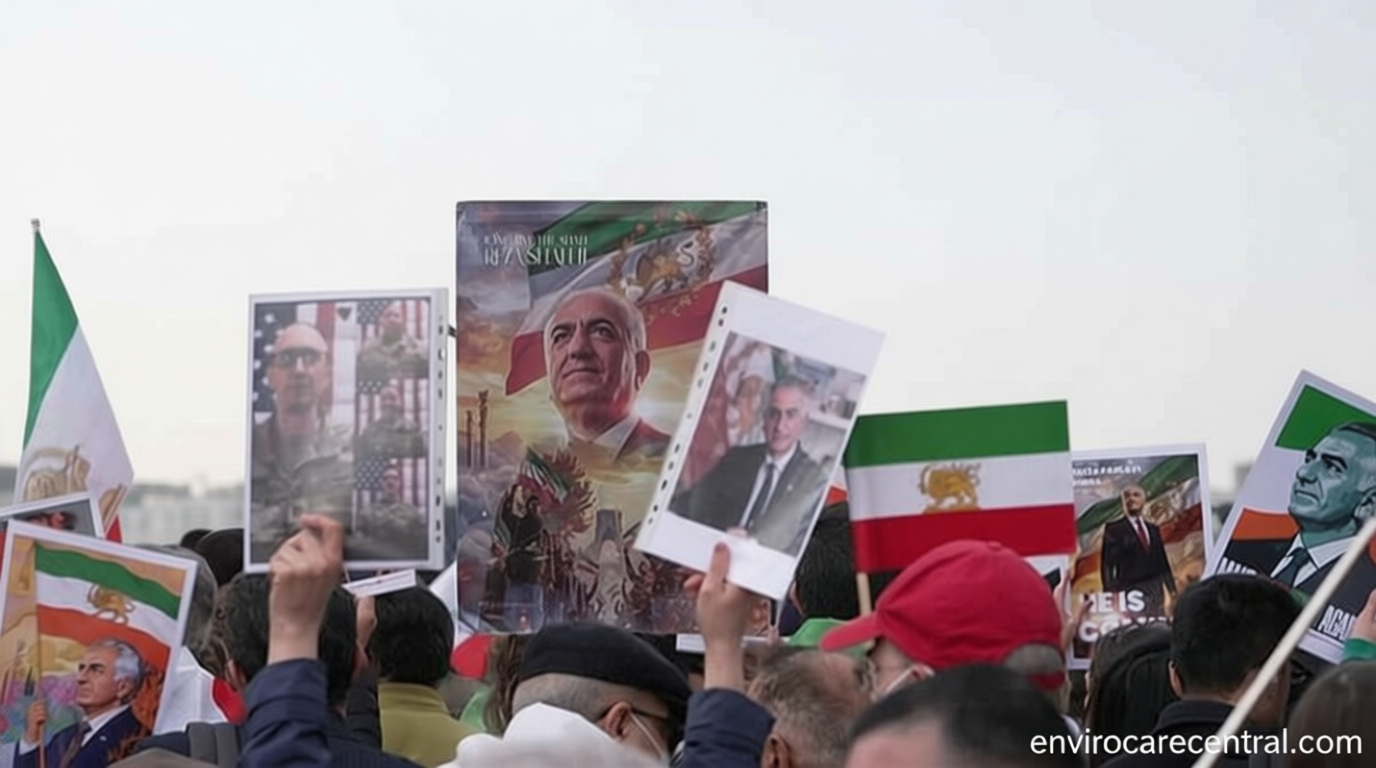 Pro-monarchy and pro-democracy protesters gather across Europe in support of Iran